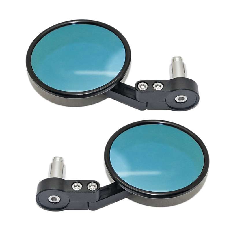SF-158 Motorcycle Round Blue Glass Adjustable Rearview Mirror Handle Reflective Mirror