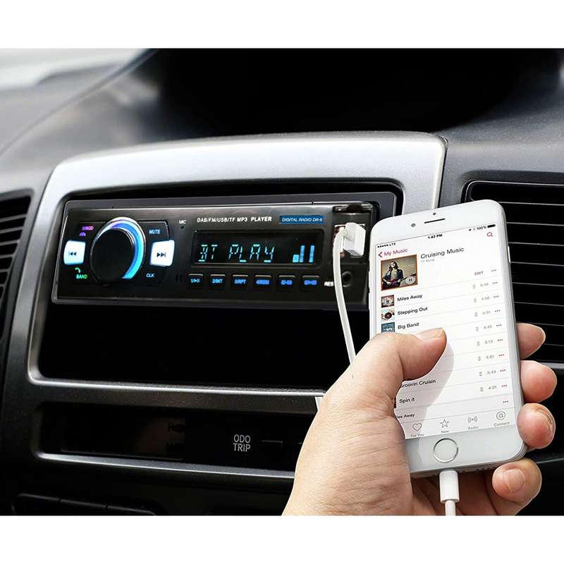 1-Din Car DAB Radio Player Stereo System FM Receiver, Support Bluetooth & U Disk & MP3 & TF Card