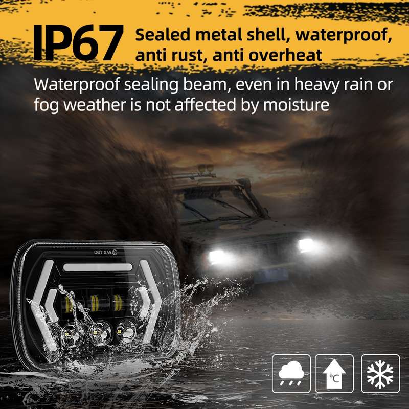 Car 7 inch Square DC9-30V LED Headlight Modification Accessories for Jeep Wrangler