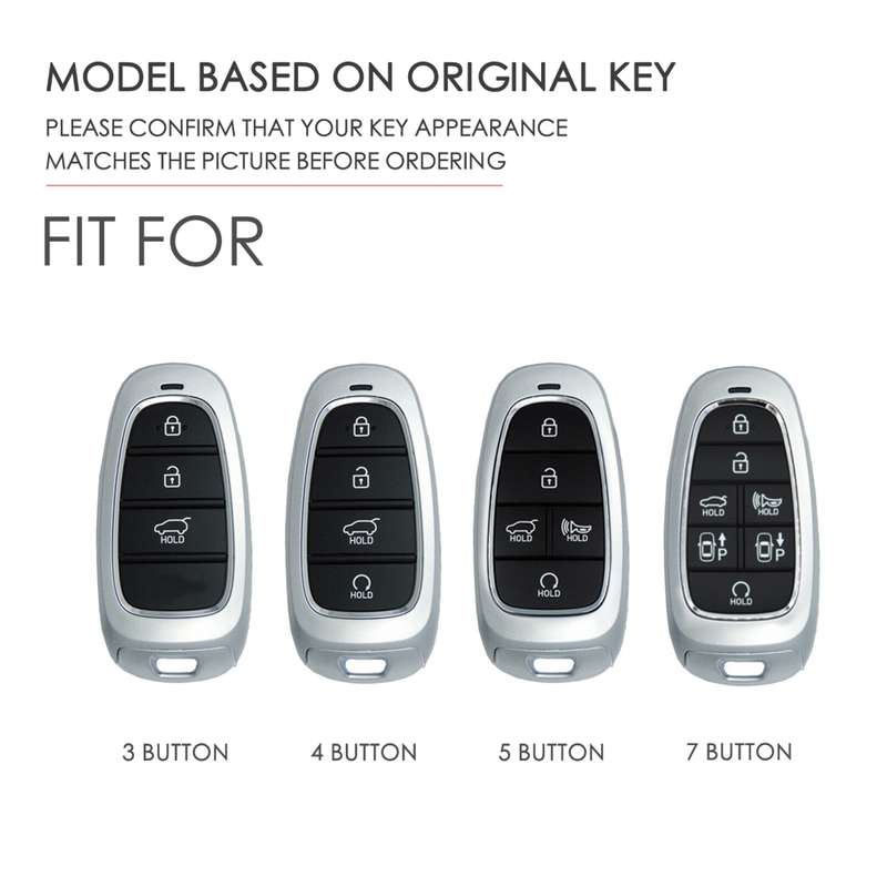 Hallmo Car Cowhide Leather Key Protective Cover Key Case for Hyundai 4-button Start(Black)