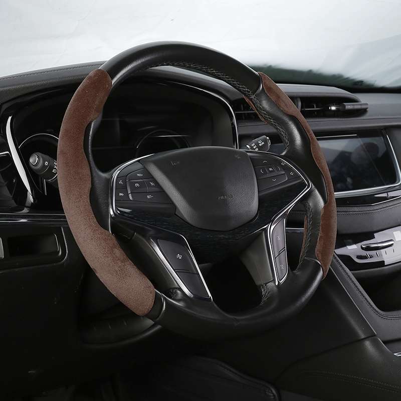 Car Universal Suede Steering Wheel Cover (Black)