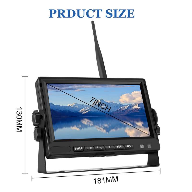 PZ710-W 7 inch Car Digital Wireless Rear-view Split-screen Monitor Dual Record