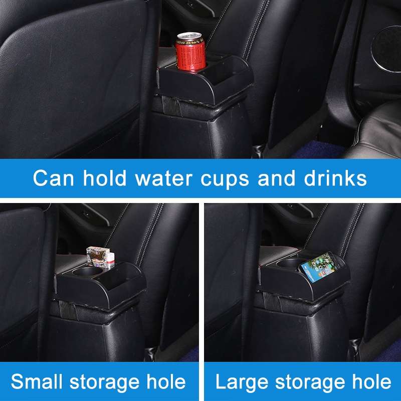 Car Multi-functional Dual USB Armrest Box Booster Pad, Microfiber Leather Straight Type (Black)
