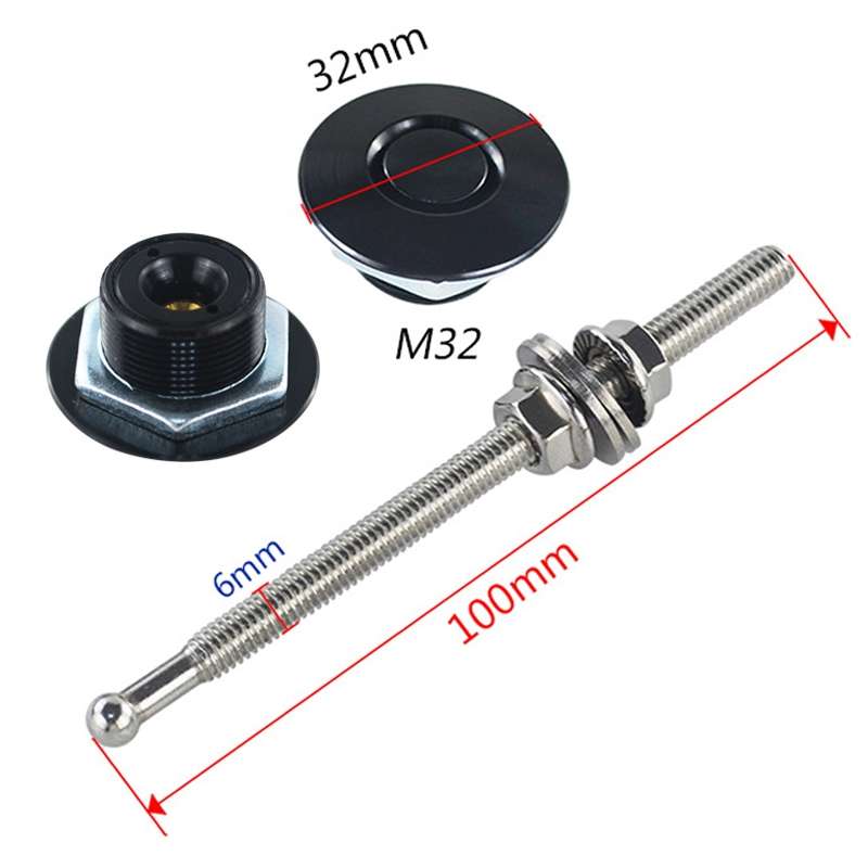 100mm Stainless Steel Quick-pins Push Button Billet Hood Pins Lock Clip Kit(Black)