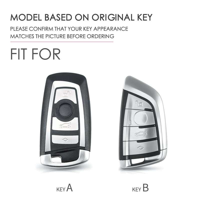 Hallmo Car Female Style Cowhide Leather Key Protective Cover for BMW, A Type(Sky Blue)