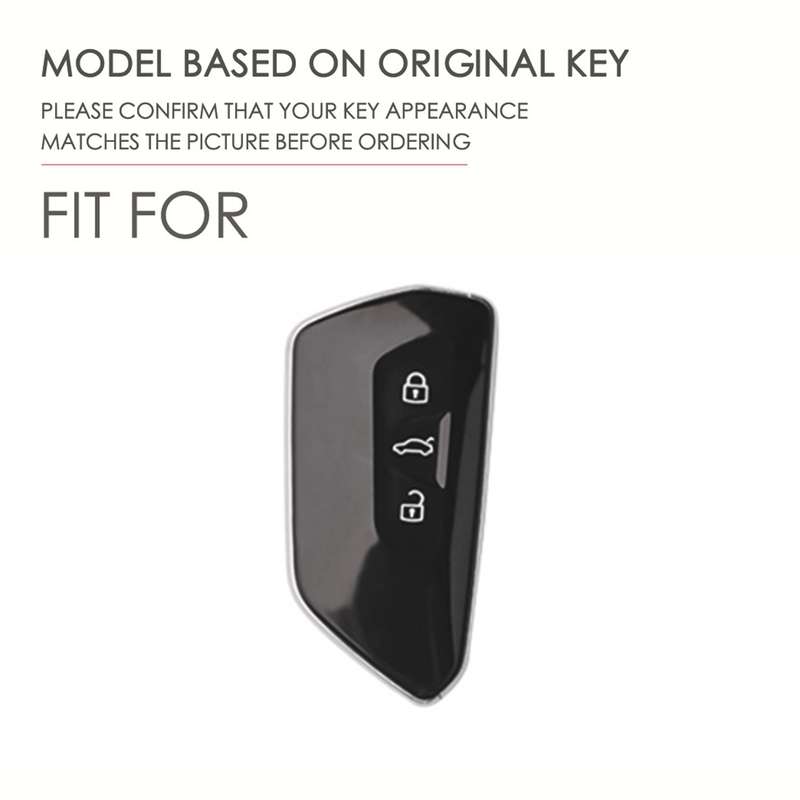 Hallmo Car Cowhide Leather Key Protective Cover for Volkswagen Golf 8(Black)