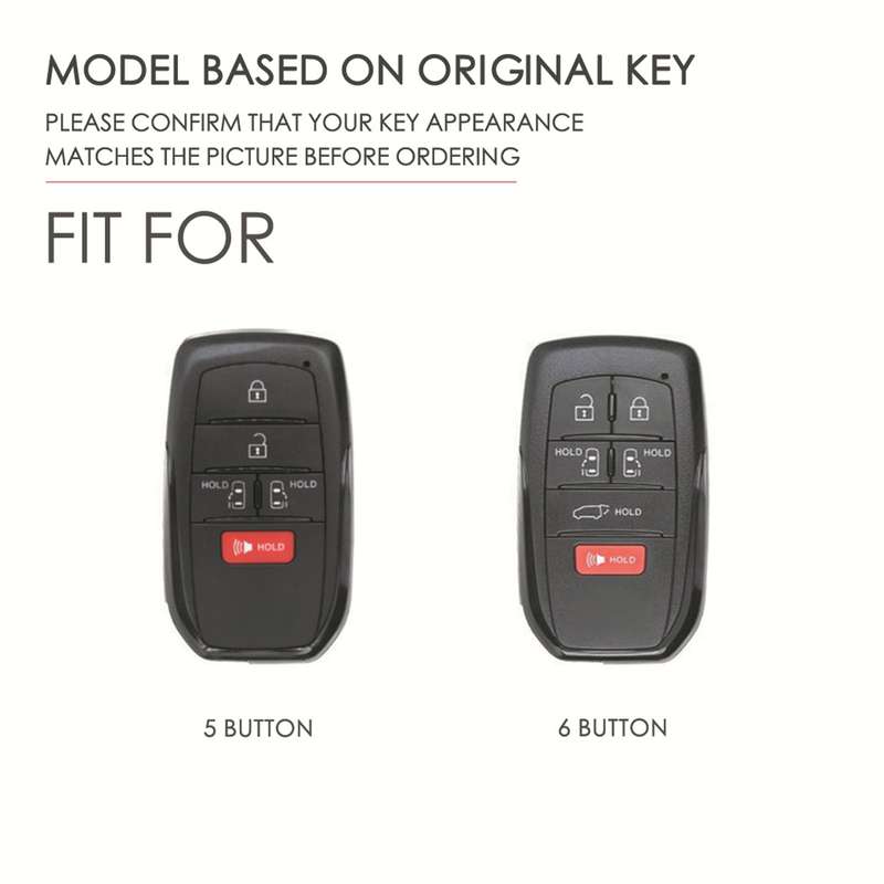 Hallmo Car Genuine Leather Key Protective Cover for Toyota Sienna 6-button(Black)