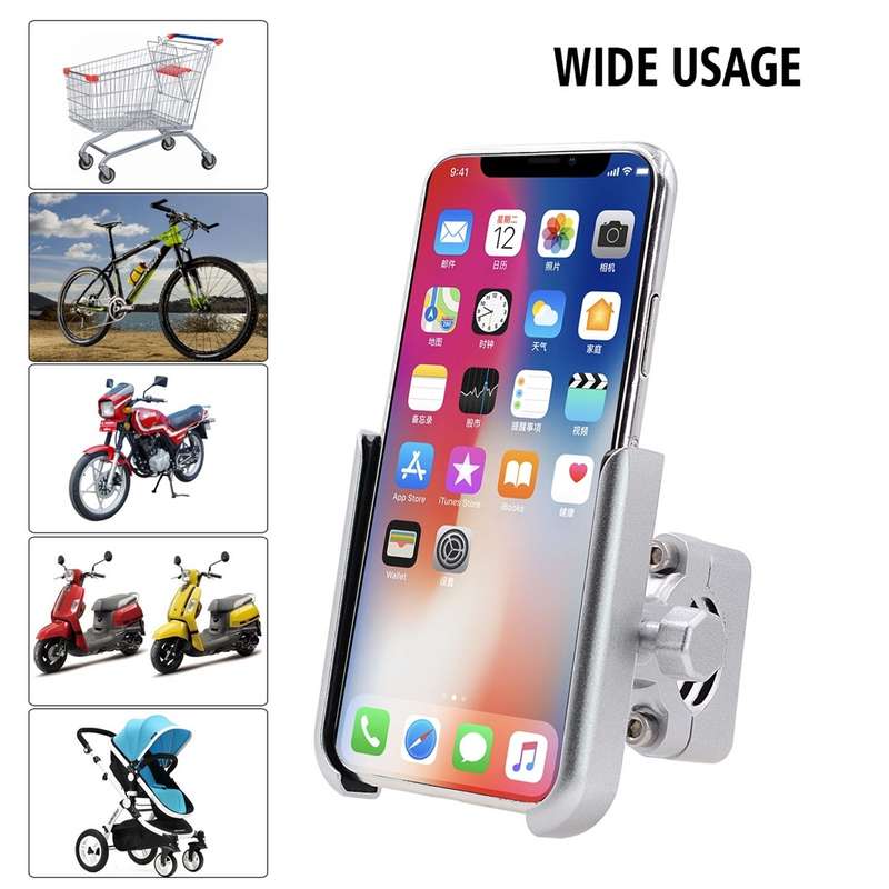 Motorcycle Aluminium Alloy Mobile Phone Holder Bracket, Handlebar Version(Black)
