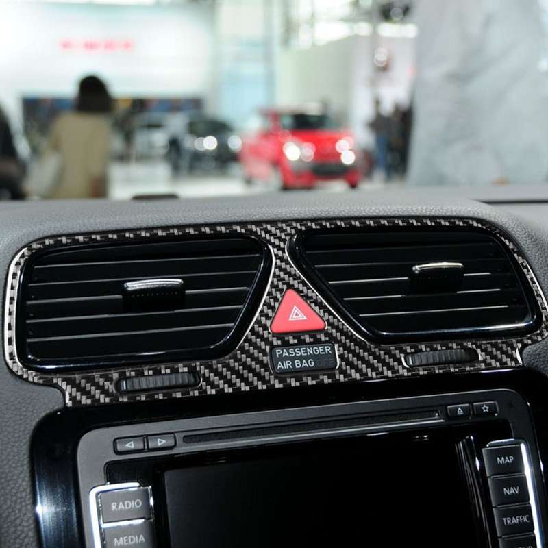 Carbon Fiber Car Central Control Air Outlet Frame Decorative Sticker for Volkswagen Scirocco 2009-20