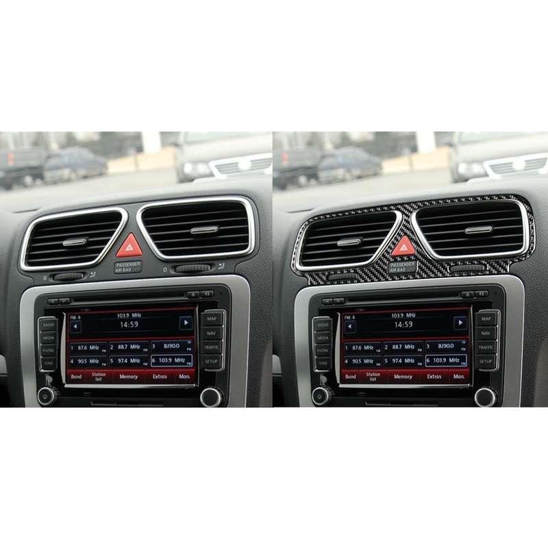 Carbon Fiber Car Central Control Air Outlet Frame Decorative Sticker for Volkswagen Scirocco 2009-20