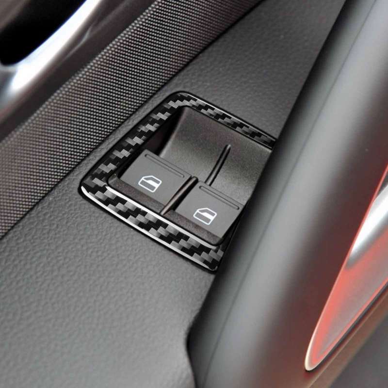 2 PCS / Set Carbon Fiber Car Window Buttons Decorative Sticker for Volkswagen Scirocco 2009-2016,Lef
