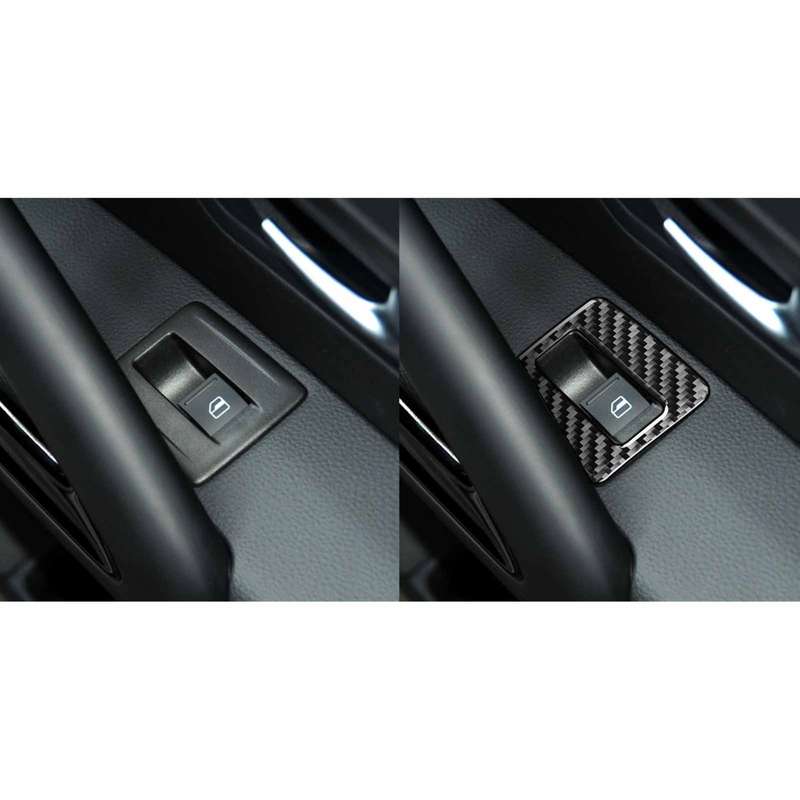 2 PCS / Set Carbon Fiber Car Window Buttons Decorative Sticker for Volkswagen Scirocco 2009-2016,Lef