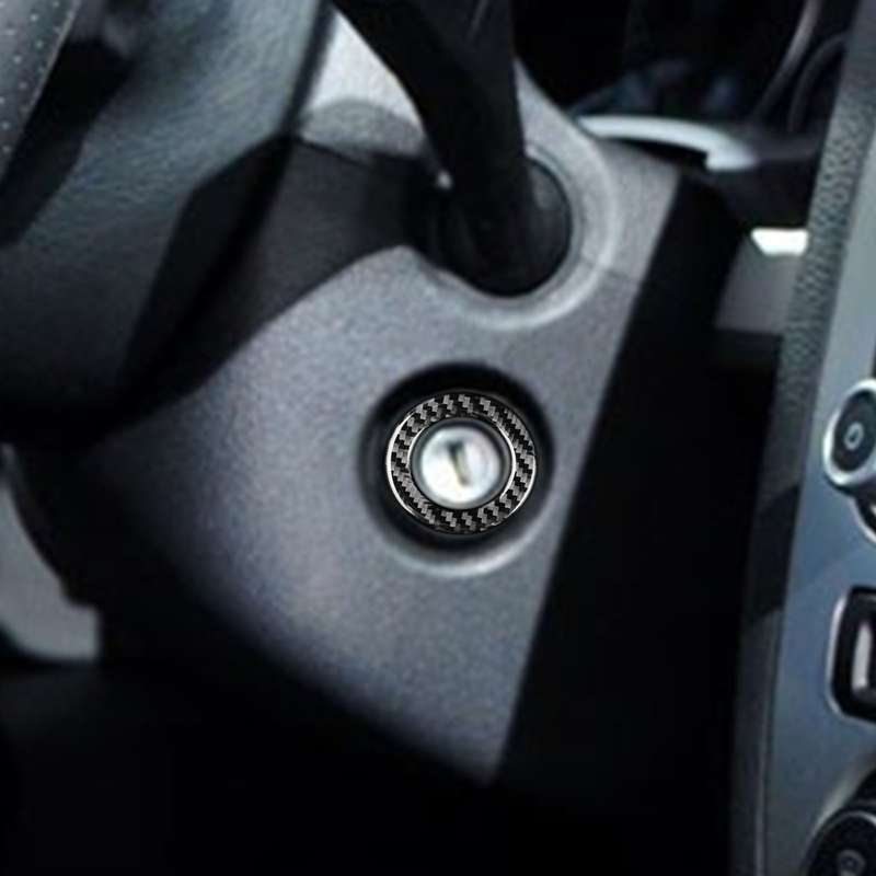 Carbon Fiber Car Cigarette Lighter Key Ring Decorative Sticker for Volkswagen Scirocco 2009-2016,Lef