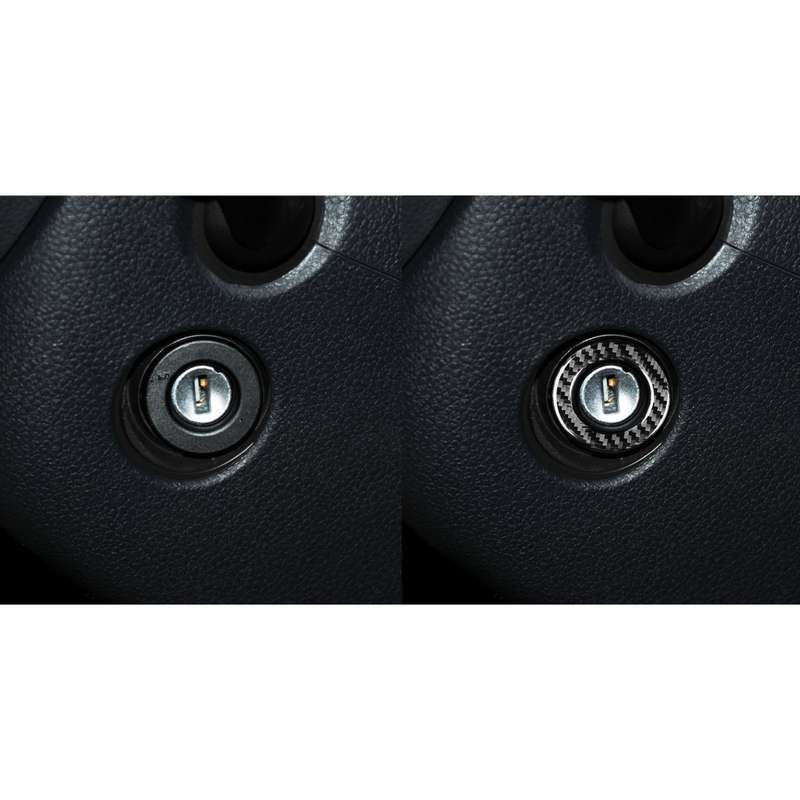 Carbon Fiber Car Cigarette Lighter Key Ring Decorative Sticker for Volkswagen Scirocco 2009-2016,Lef