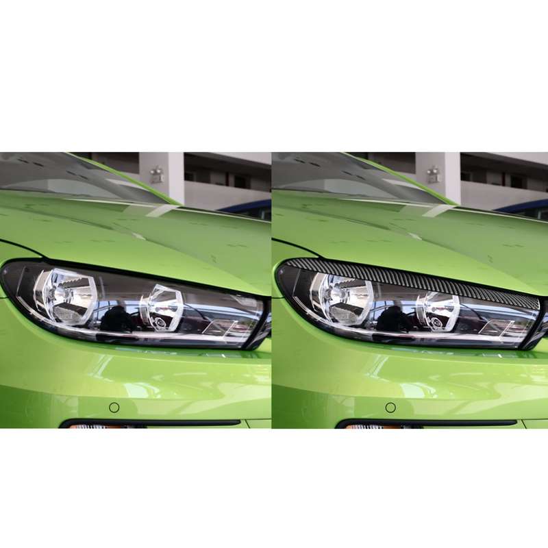 2 PCS / Set Carbon Fiber Car Light Eyebrow Decorative Sticker for Volkswagen Scirocco 2009-2016,Left