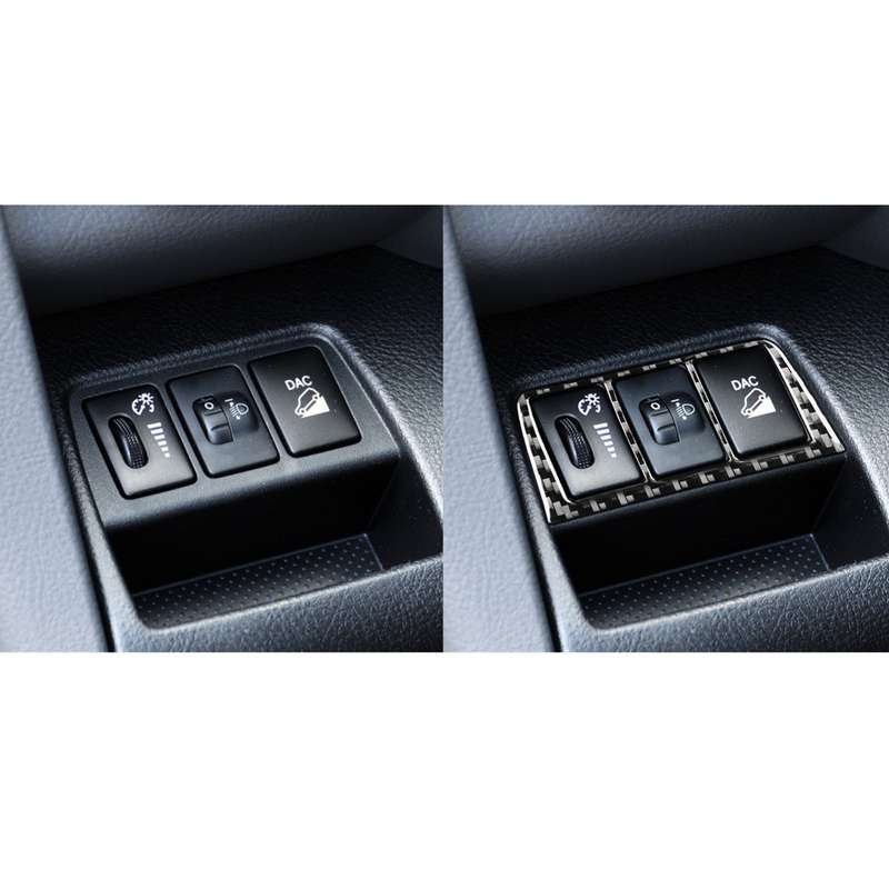 Carbon Fiber Car Headlight Switch Frame Decorative Sticker for Toyota Old RAV4 2006-2013,Left and Ri
