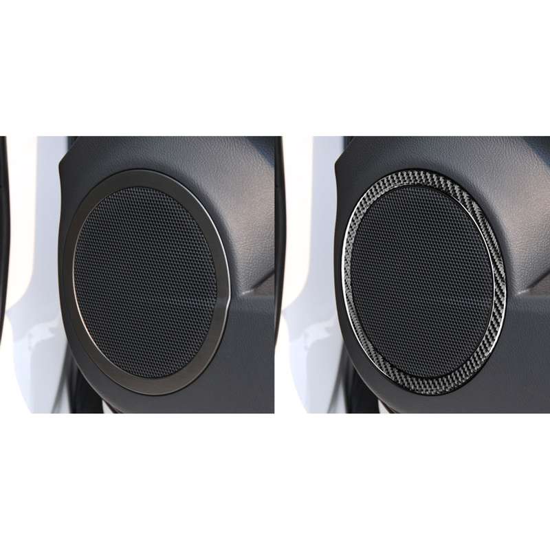 Carbon Fiber Car Door Horn Ring Decorative Sticker for Toyota Old RAV4 2006-2013,Left and Right Driv