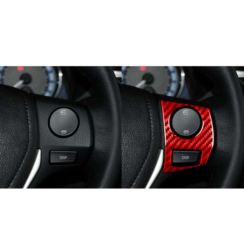 2 PCS / Set Carbon Fiber Car Steering Wheel Button Frame Decorative Sticker for Toyota Corolla 2014-