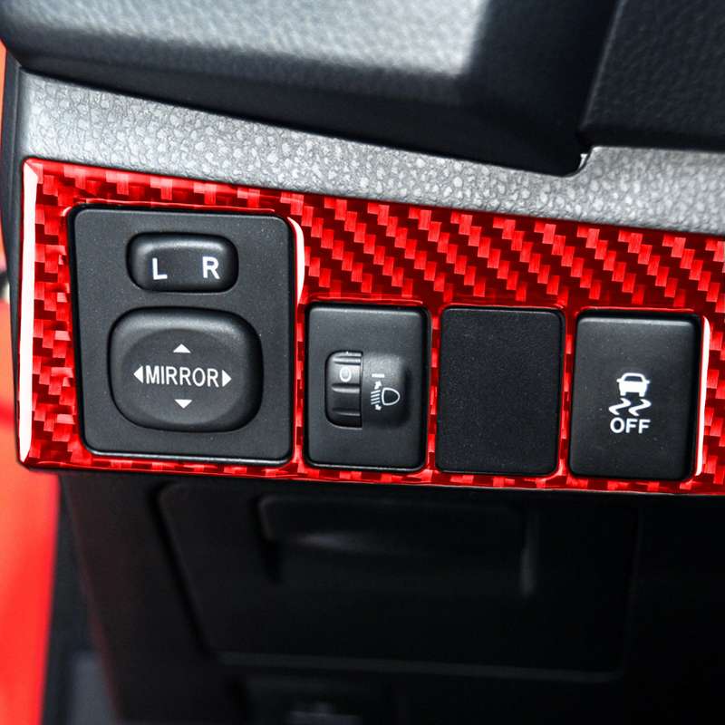 Carbon Fiber Car Headlight Switch Decorative Sticker for Toyota Corolla 2014-2018,Left Drive (Red)