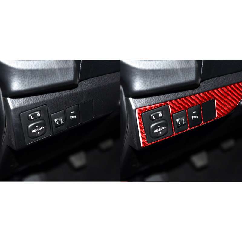Carbon Fiber Car Headlight Switch Decorative Sticker for Toyota Corolla 2014-2018,Left Drive (Red)