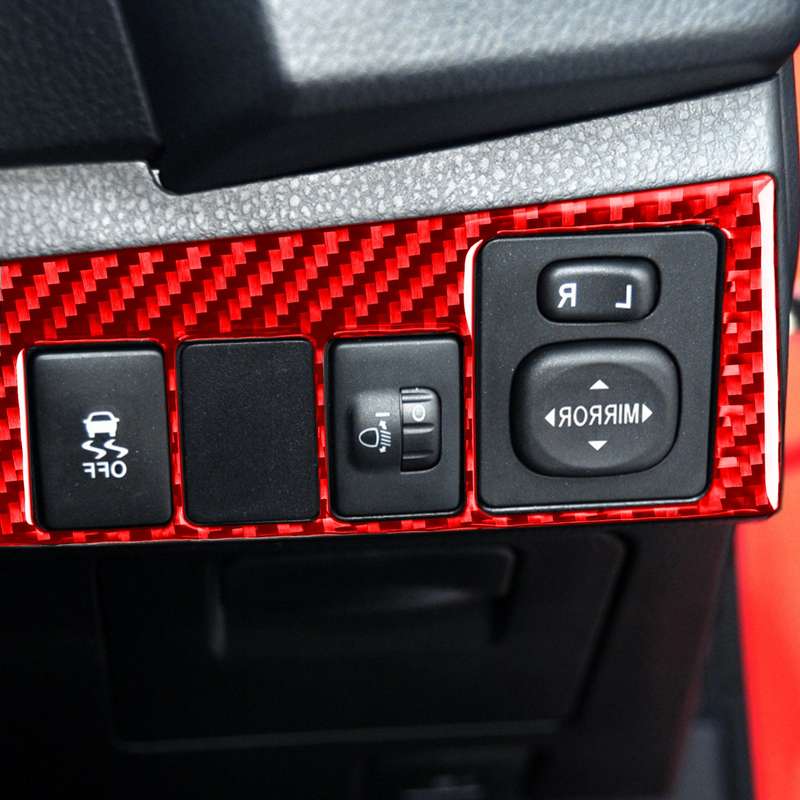 Carbon Fiber Car Headlight Switch Decorative Sticker for Toyota Corolla 2014-2018,Right Drive (Red)