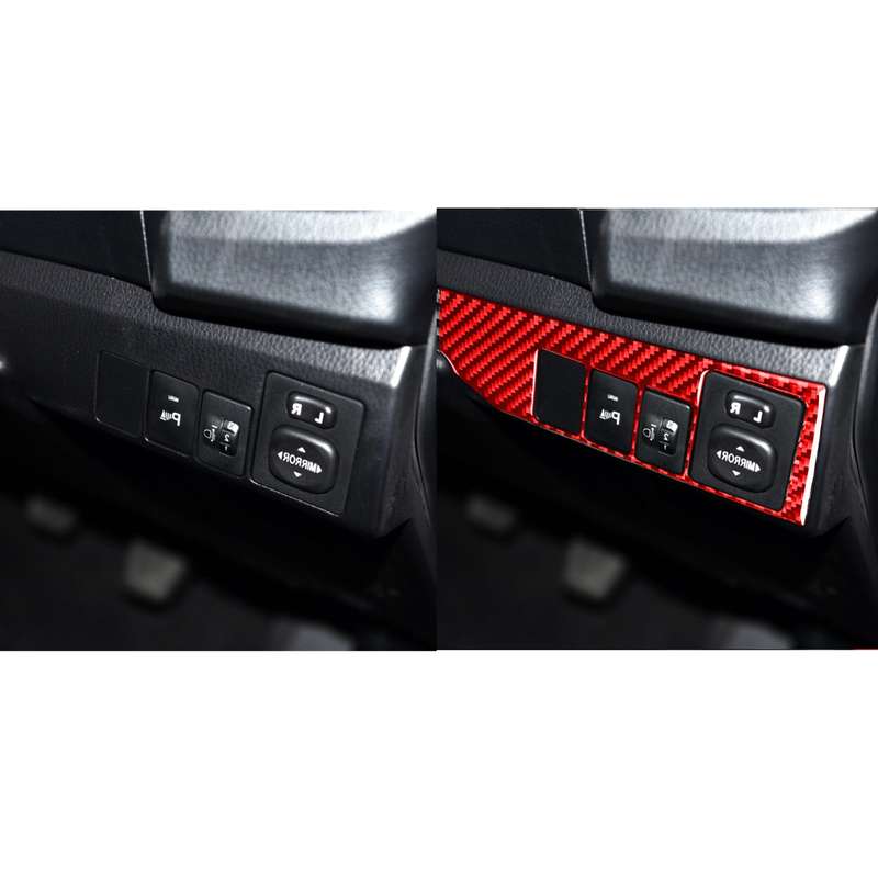 Carbon Fiber Car Headlight Switch Decorative Sticker for Toyota Corolla 2014-2018,Right Drive (Red)