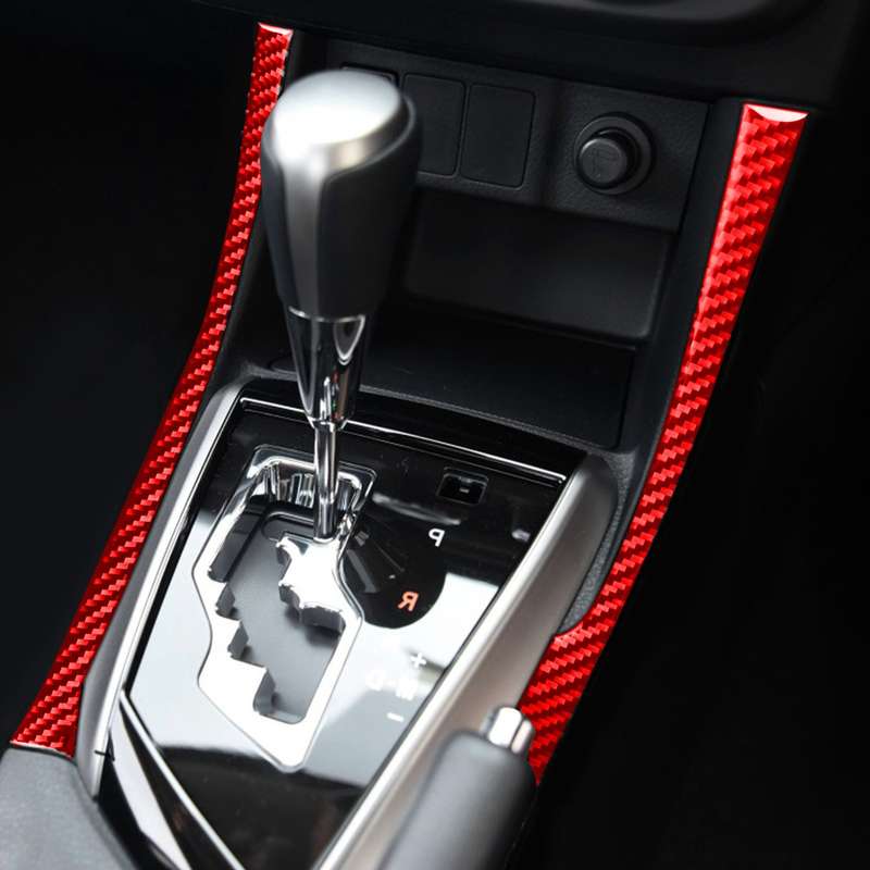 2 PCS / Set Carbon Fiber Car Gear Side Decorative Sticker for Toyota Corolla 2014-2018,Right Drive (
