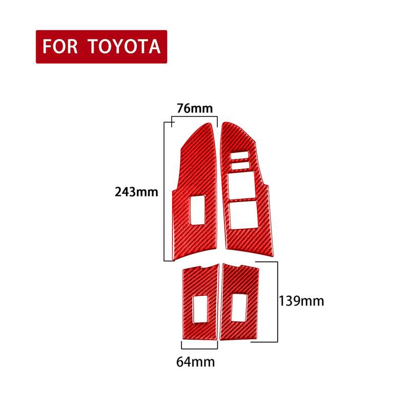 4 PCS / Set Carbon Fiber Car Lifting Decorative Sticker for Toyota Corolla 2014-2018,Left Drive (Red
