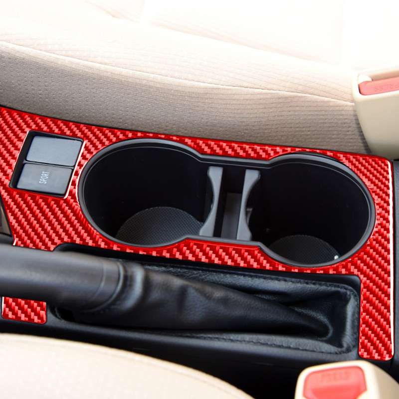Carbon Fiber Car Cup Holder Panel A Decorative Sticker for Toyota Corolla 2014-2018,Left Drive (Red)
