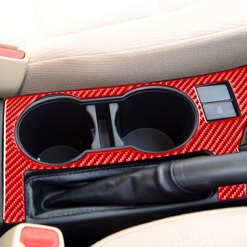 Carbon Fiber Car Cup Holder Panel A Decorative Sticker for Toyota Corolla 2014-2018,Right Drive (Red
