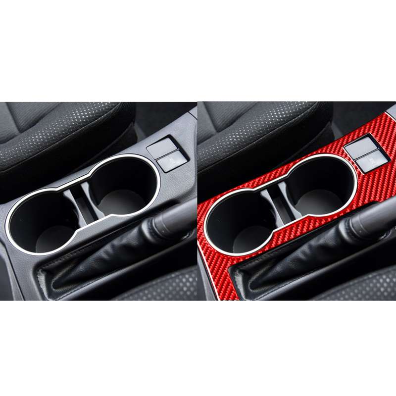 Carbon Fiber Car Cup Holder Panel A Decorative Sticker for Toyota Corolla 2014-2018,Right Drive (Red