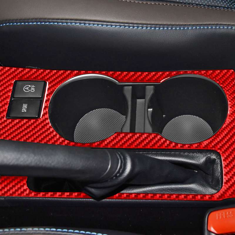 Carbon Fiber Car Cup Holder Panel B Decorative Sticker for Toyota Corolla 2014-2018,Left Drive (Red)