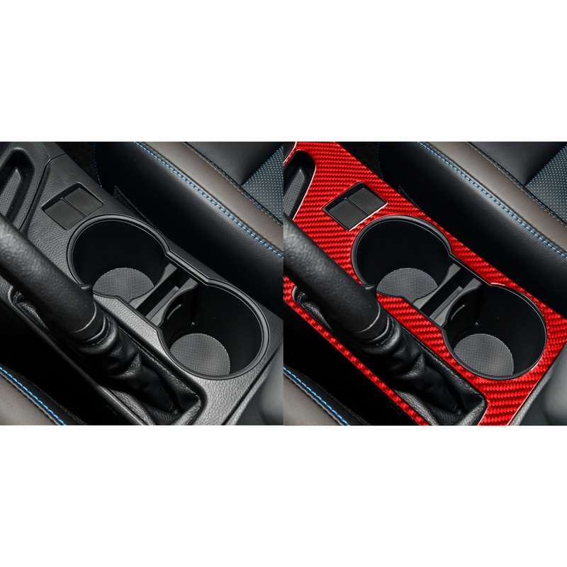 Carbon Fiber Car Cup Holder Panel B Decorative Sticker for Toyota Corolla 2014-2018,Left Drive (Red)
