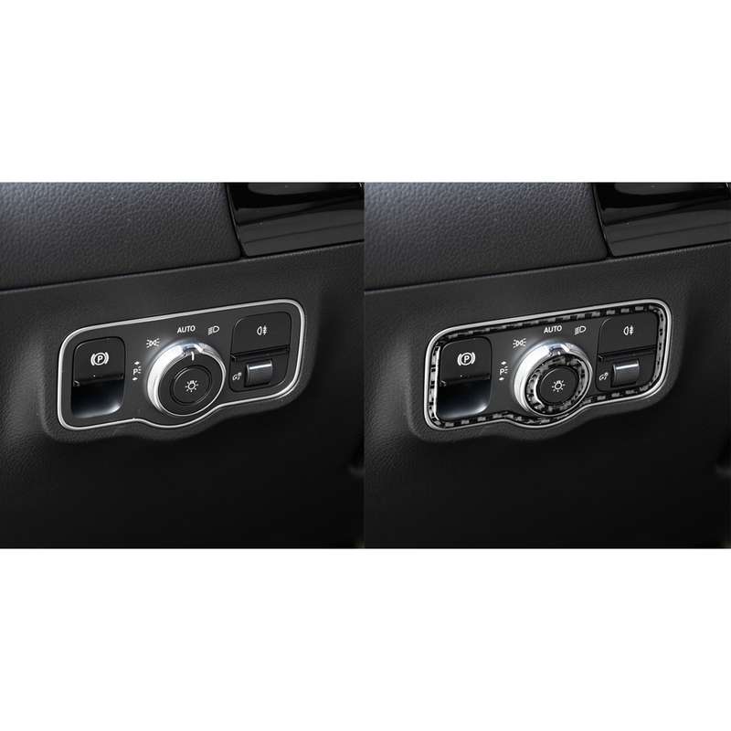 2 PCS / Set Carbon Fiber Car Headlight Switch Decorative Sticker for Mercedes-Benz B-Class 2019 / GL