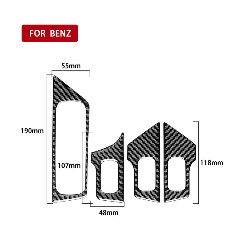 4 PCS / Set Carbon Fiber Car Glass Lift Switch Decorative Sticker for Mercedes-Benz B-Class 2019 / G