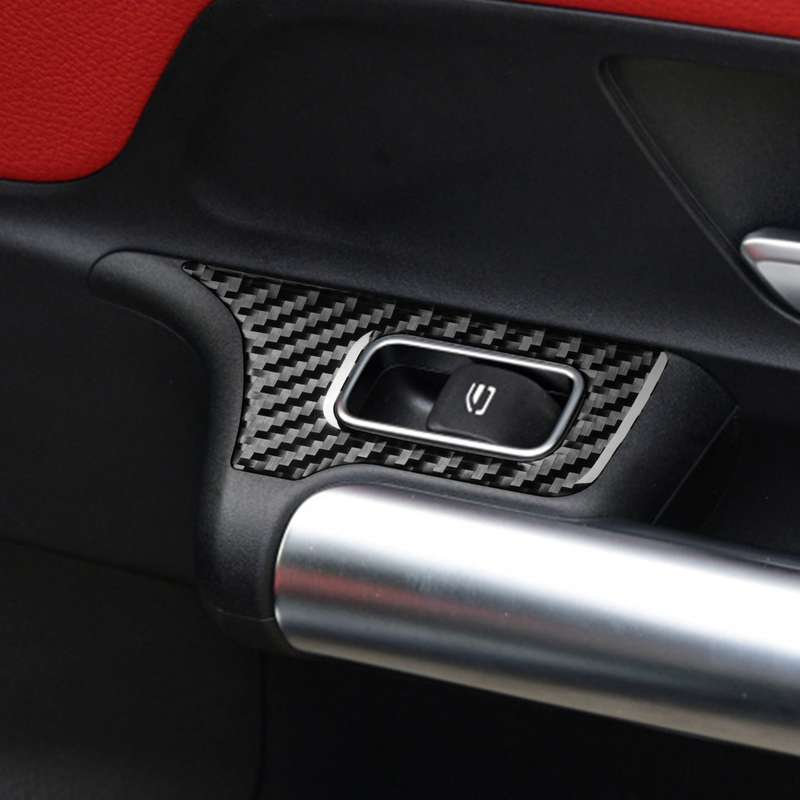 4 PCS / Set Carbon Fiber Car Glass Lift Switch Decorative Sticker for Mercedes-Benz B-Class 2019 / G