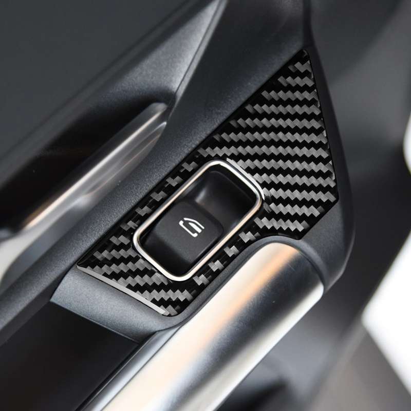 4 PCS / Set Carbon Fiber Car Glass Lift Switch Decorative Sticker for Mercedes-Benz B-Class 2019 / G
