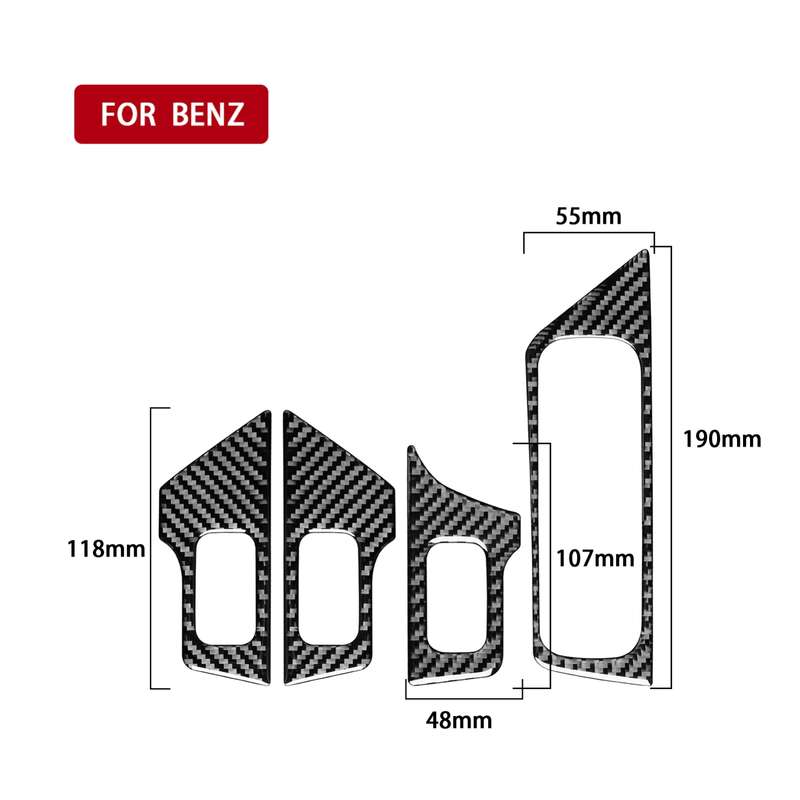 4 PCS / Set Carbon Fiber Car Glass Lift Switch Decorative Sticker for Mercedes-Benz B-Class 2019 / G