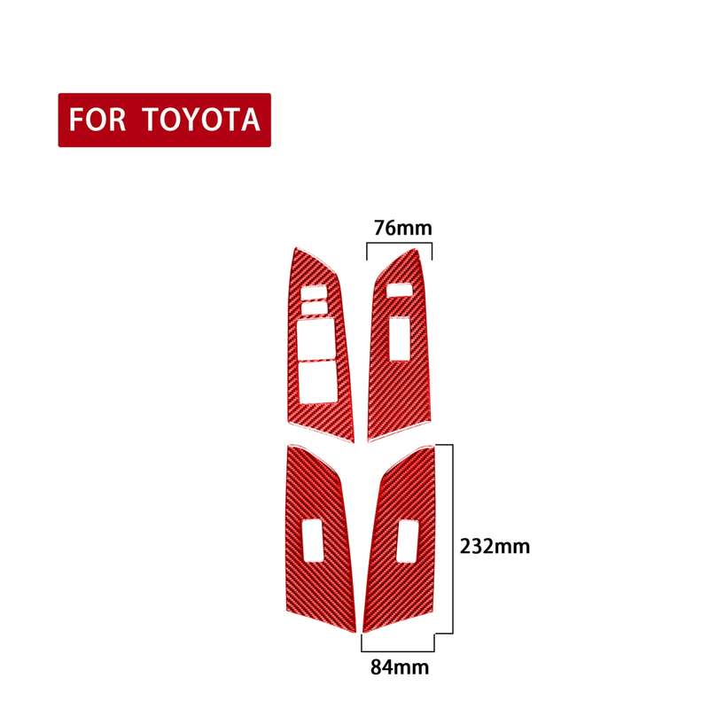 4 PCS / Set Carbon Fiber Car Glass Lift Switch Ring Decorative Sticker for Toyota Tundra 2014-2018,L