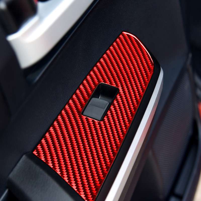 4 PCS / Set Carbon Fiber Car Glass Lift Switch Ring Decorative Sticker for Toyota Tundra 2014-2018,L