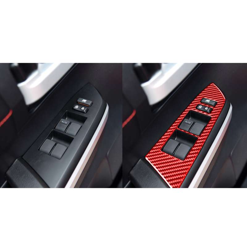 4 PCS / Set Carbon Fiber Car Glass Lift Switch Ring Decorative Sticker for Toyota Tundra 2014-2018,L