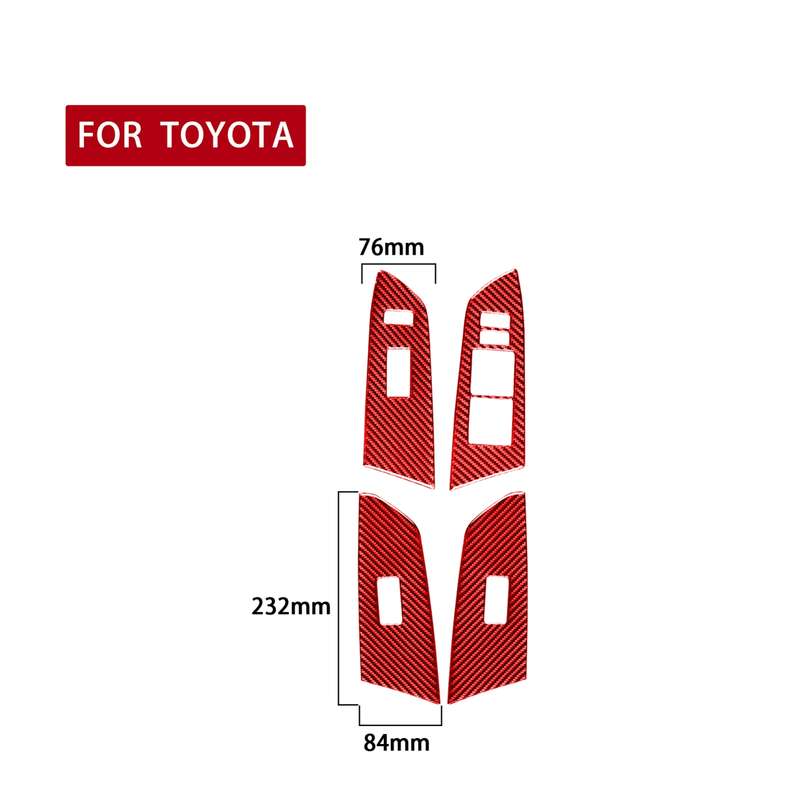 4 PCS / Set Carbon Fiber Car Glass Lift Switch Ring Decorative Sticker for Toyota Tundra 2014-2018,R