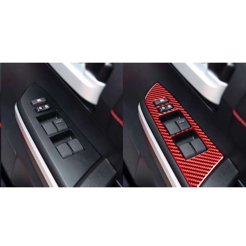 4 PCS / Set Carbon Fiber Car Glass Lift Switch Ring Decorative Sticker for Toyota Tundra 2014-2018,R