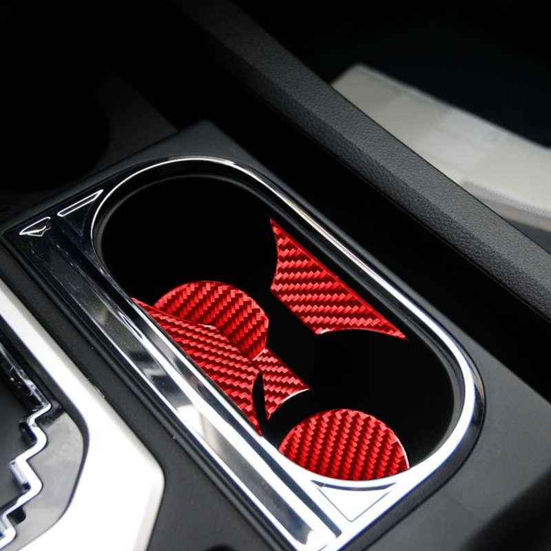 Carbon Fiber Car Central Control Cup Holder Panel Decorative Sticker for Toyota Tundra 2014-2018,Lef
