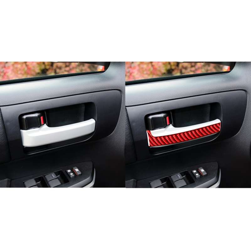 4 PCS / Set Carbon Fiber Car Inner Handle Decorative Sticker for Toyota Tundra 2014-2018,Left and Ri