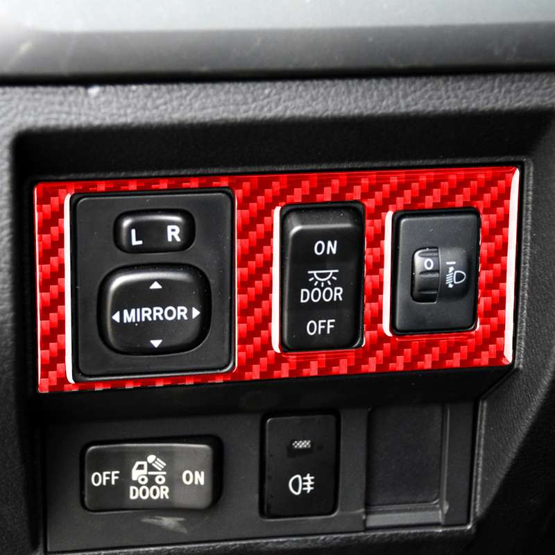 Carbon Fiber Car Headlight Height Adjustment Switch Decorative Sticker for Toyota Tundra 2014-2018,L