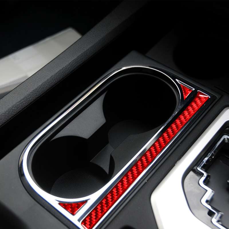 3 PCS / Set Carbon Fiber Car Central Control Cup Holder Decorative Sticker for Toyota Tundra 2014-20