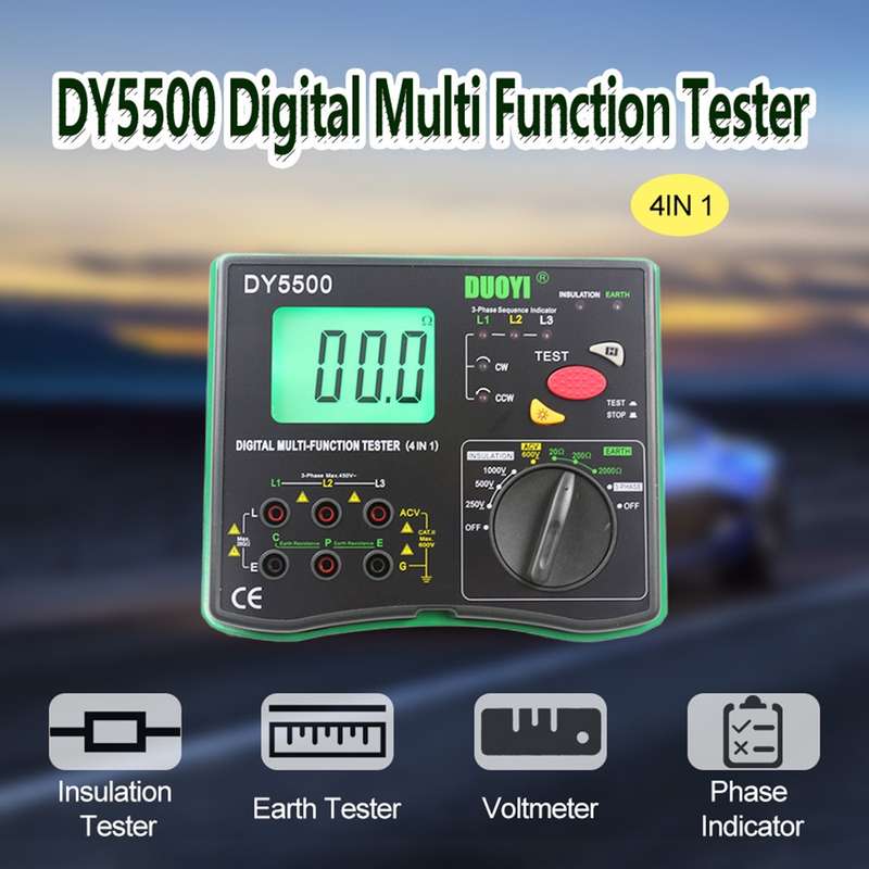DUOYI DY5500 Car 4 in 1 Digital Multifunction Resistance Tester Insulation Earth Multimeter