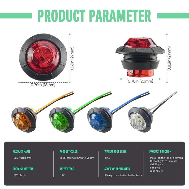 10 PCS MK-009 3/4 inch Car / Truck 3LEDs Side Marker Indicator Lights Bulb Lamp (White Light)