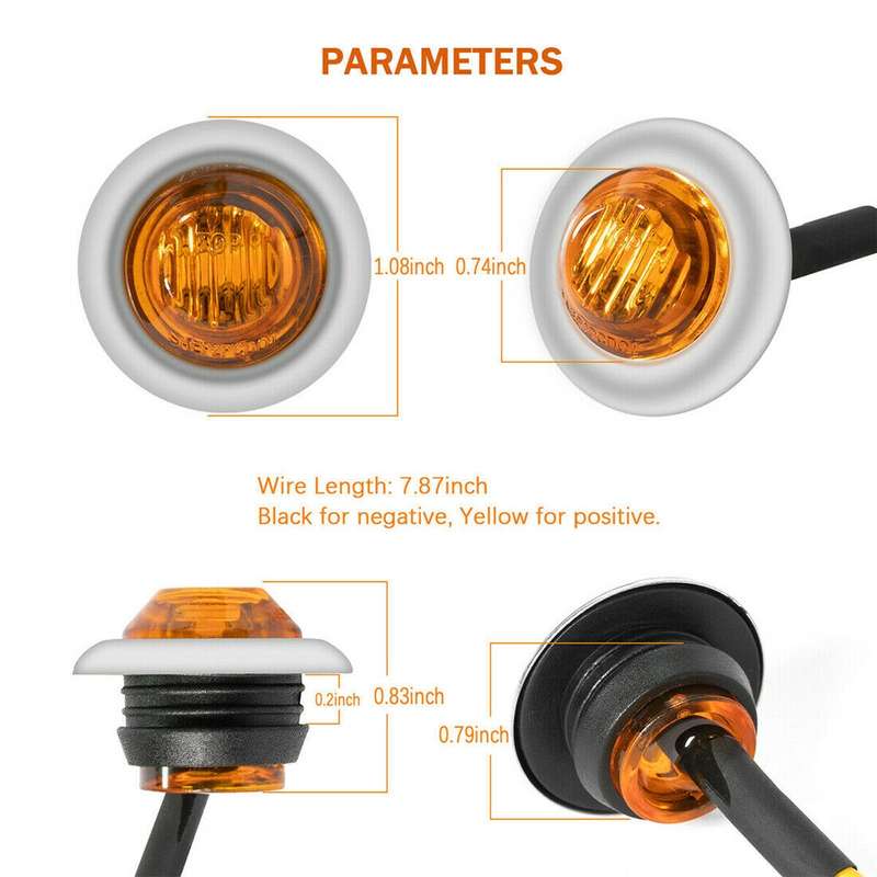 10 PCS MK-118 3/4 inch Metal Frame Car / Truck 3LEDs Side Marker Indicator Lights Bulb Lamp (Blue Li